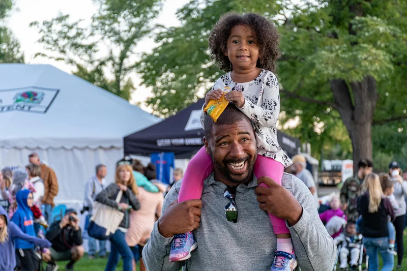 Family enjoying food festival